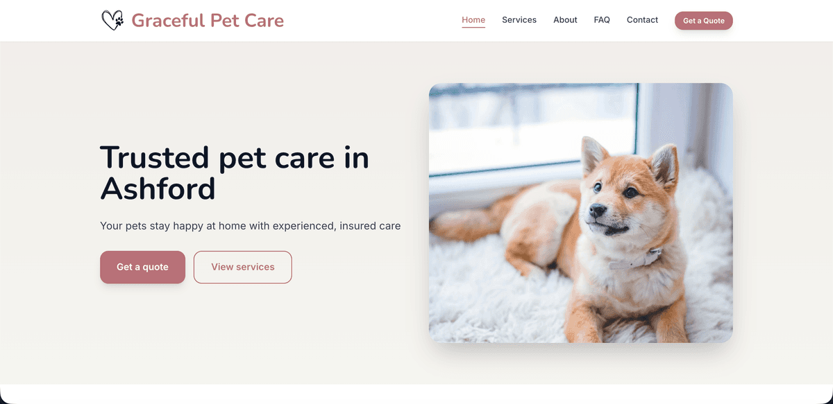 Graceful Pet Care website