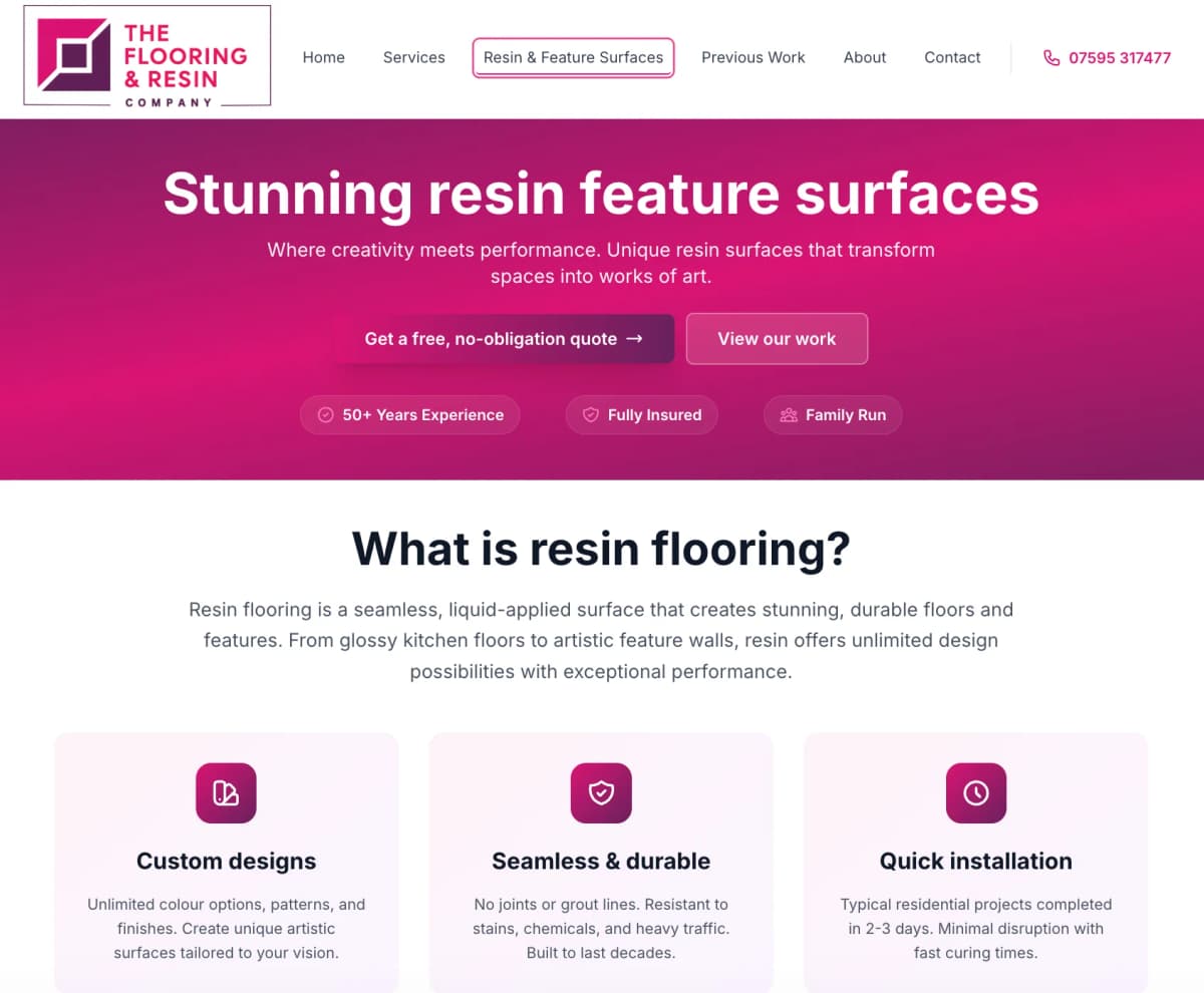 The Flooring and Resin Company website