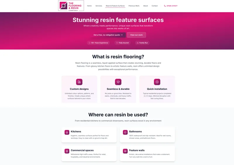 TFRCO resin feature surfaces page
